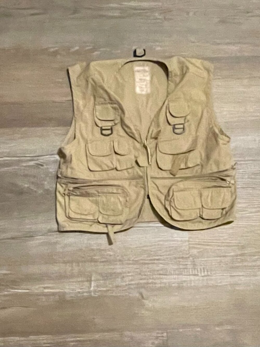 Master Sportsman FLY FISHING VEST Khaki, Zip Pockets, Cotton Youth XL / Adult S